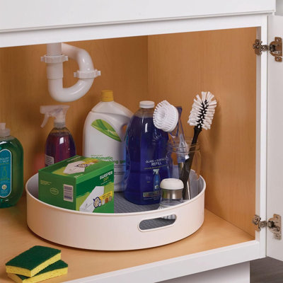 Solution de rangement rotative sous le lavabo, armoire blanche et grise et garde-manger pour la cuisine et la salle de bain