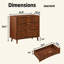 Commode à 3 tiroirs cannelée, commode haute de style Mid-Century avec design rainuré vertical, armoire de rangement en bois massif avec poignées en métal pour le salon de la chambre à coucher