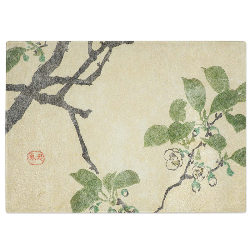 Tempered Glass White Plum Flowers by Shibata Zeshin Chopping Board, 28.5 cm W x 20 cm L