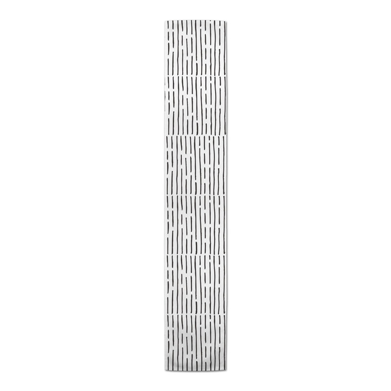Alesander Rectangle Striped Polyester Table Runner, 72" x 16", Dark Gray