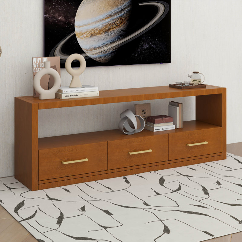 Meuble télé élégant avec rangement spacieux, design classique avec trois tiroirs et une surface spacieuse, Brun