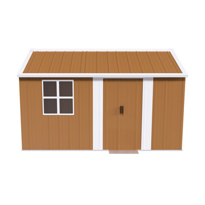 12X8ft Heavy Duty Metal Storage Shed With Windows, Lockable Door And Ventilation - Weatherproof Outdoor Garden Sheds