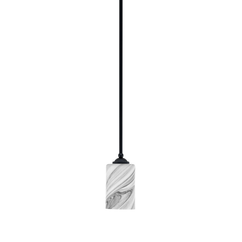Mini-luminaire suspendu suspendu Zilo, fini graphite avec verre de 4 po, Noir mat