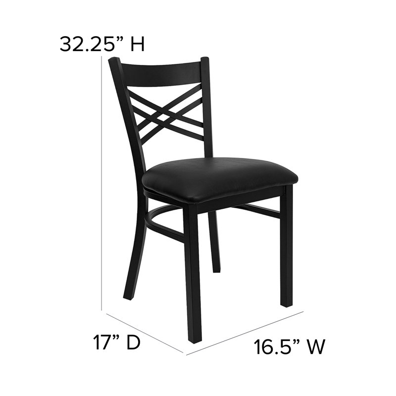 Ensemble de 2 chaises de restaurant en métal Prompton Modern "X" par Flash Furniture, Noir