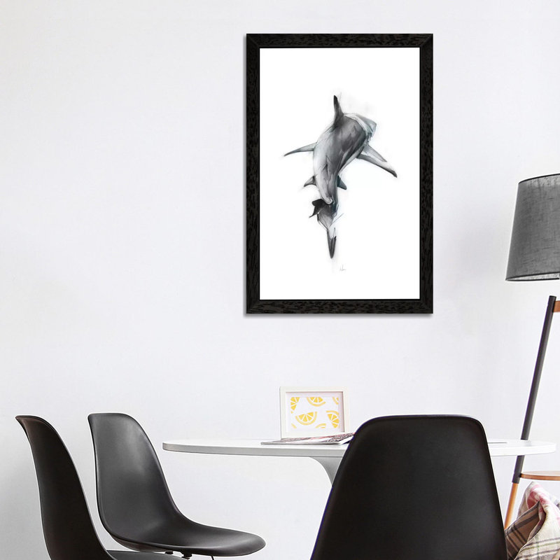 Shark III by Alexis Marcou - Print on Canvas, 152.5 cm H x 101.5 cm W, Black Framed
