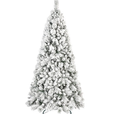 Arbre de Noël de 5 pi avec apparence floquée et 250 lumières blanches chaudes, 518 pointes, branches enneigées et à aiguilles dures, installation rapide, support en métal solide pour les Fêtes, installation facile, saison des fêtes