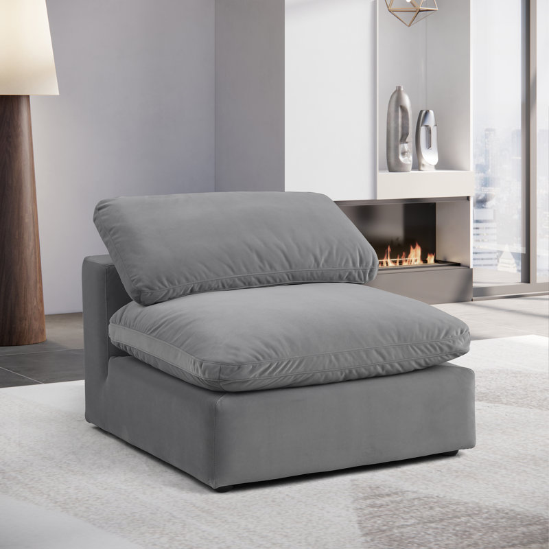 Fauteuil l 40 po, Velours gris