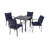 Maynard 5-Piece Black Metal Patio Dining Set With Square Table And Blue Cushions-122877937