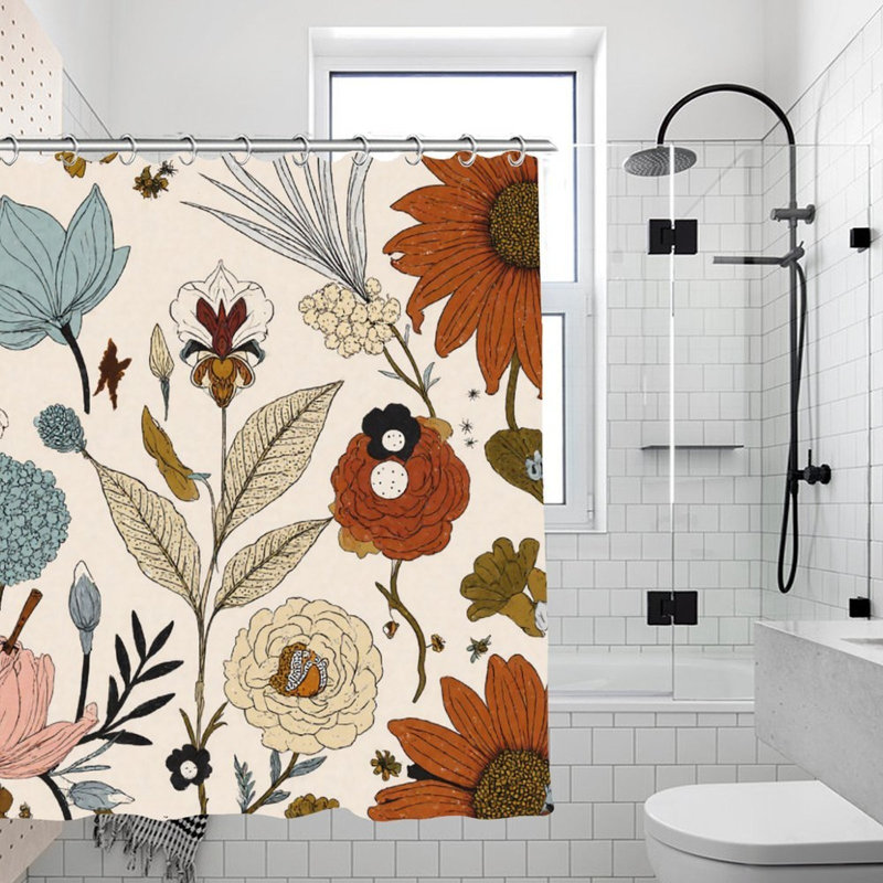 Rideaux de douche Retro Floral, 71 x 71