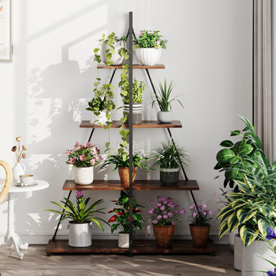 A-Shaped 4-Tier Ladder Bookshelf - Wood & Metal Storage Shelf for Living Room, Bedroom & Home Office by 17 Stories