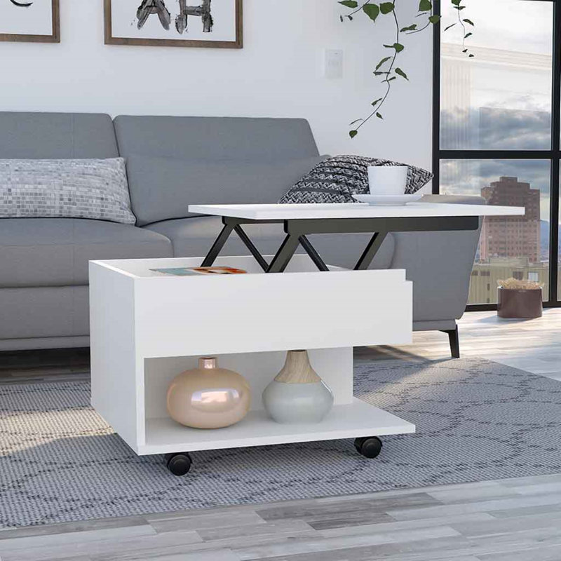 Nandan Lift Top Coffee Table with Storage, White