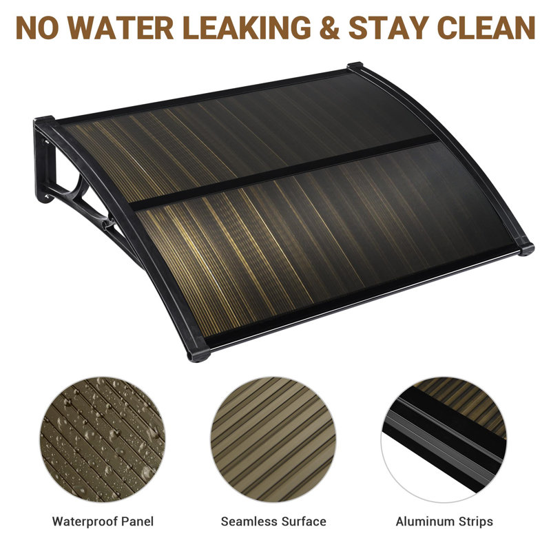 Yescom 29.9'' W x 8.9'' D Plastic Cover Retractable Patio Awning, Brown