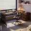 Bureau rectangulaire en bois massif brun clair avec 3 tiroirs-661334746