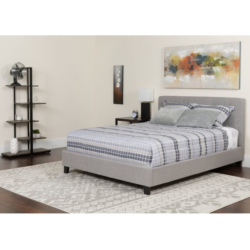 Lit plateforme capitonné avec matelas à ressorts ensachés Aluino, Très grand, Gris clair