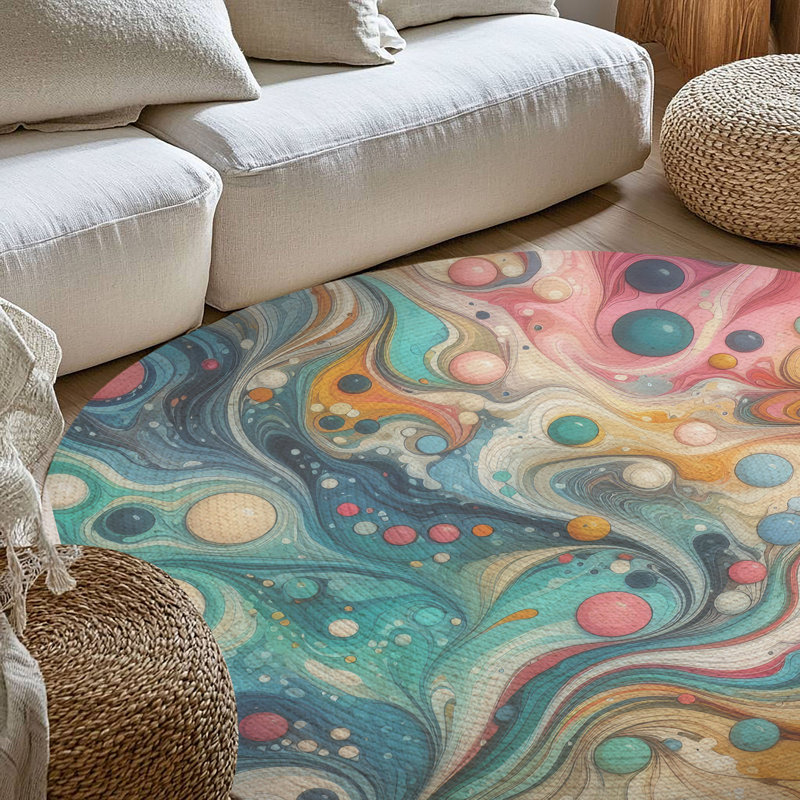 Tapis tressé Mystic Brushstrokes, Rond 5 pi