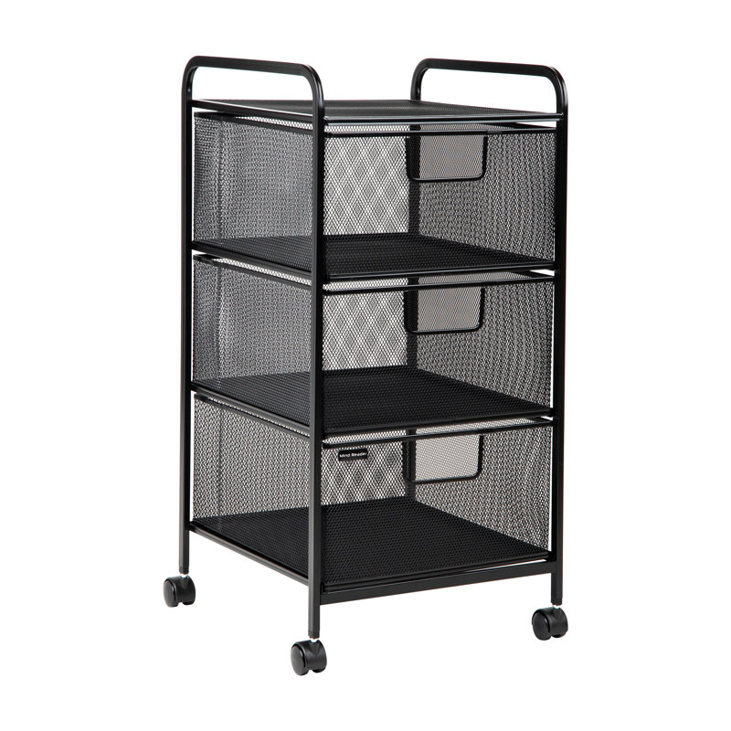 Mind Reader Rolling Storage Cart with Removable Drawers, Multi-Purpose Organizer for Office, Metal Mesh, Black