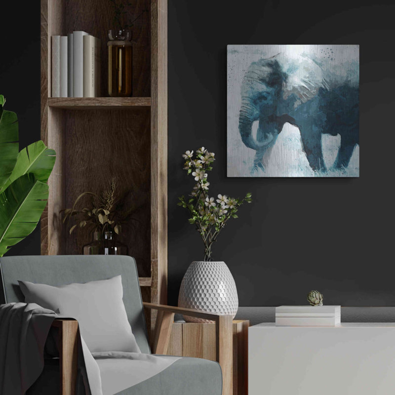 «Elephant» par Linda Woods sur métal, H 24 po x l 24 po