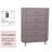 5 Piece Modern Upholstered Bedroom Set with Platform Bed Frame, 5-Drawer Tall Chest, 6-Drawer Dresser with Mirror, 2-Drawer Nightstand, Fluted Neutral Pink Bedroom Furniture for Master Bedroom-1066831154