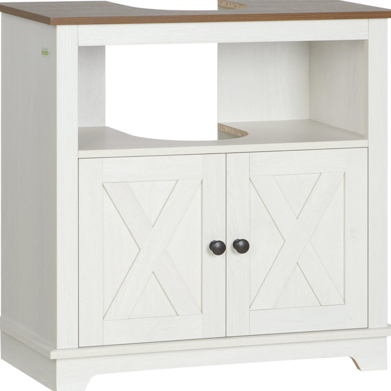 Armoire de salle de bain blanche, sous le lavabo, double porte, évier de rangement compact, portes,