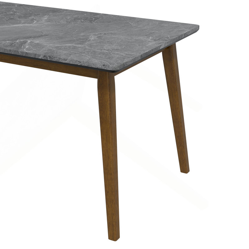 Dining Table with Smart Top in Solid Wood Legs, Brown