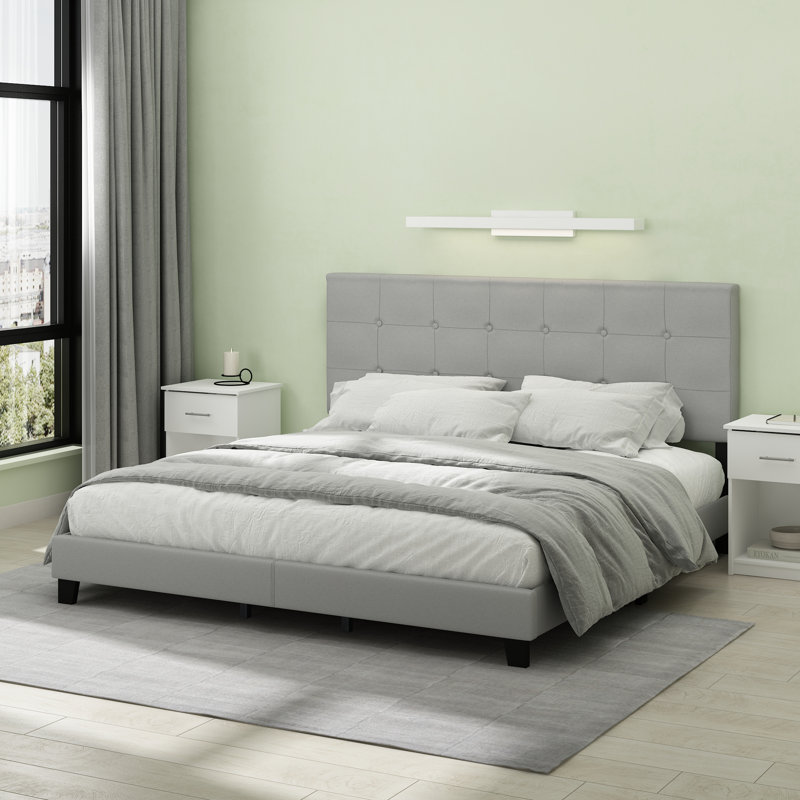 Magin Upholstered Platform Bed, King, Gray