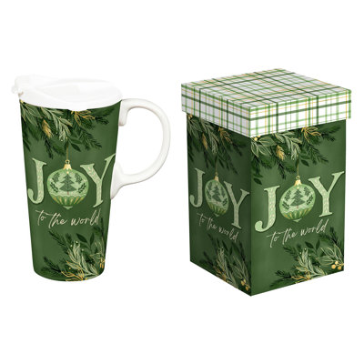 Tasse à café en céramique avec boîte-cadeau Green Joy, 17 oz.