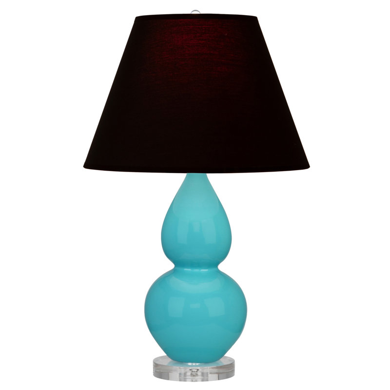 Petite lampe d'appoint à double gourde, Bleu crème, Noir / Rouge