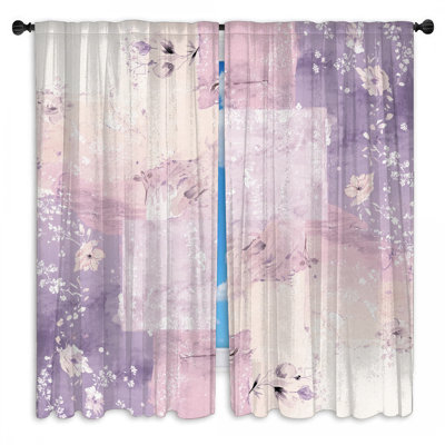 Pastel Floral Abstract Window Curtains Floral Sheer & Room Darkening - 2 Panels