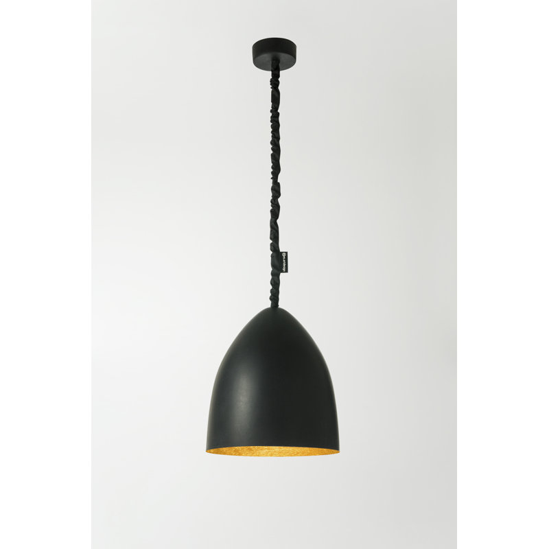 1 - Light Black Bell Pendant, Gold