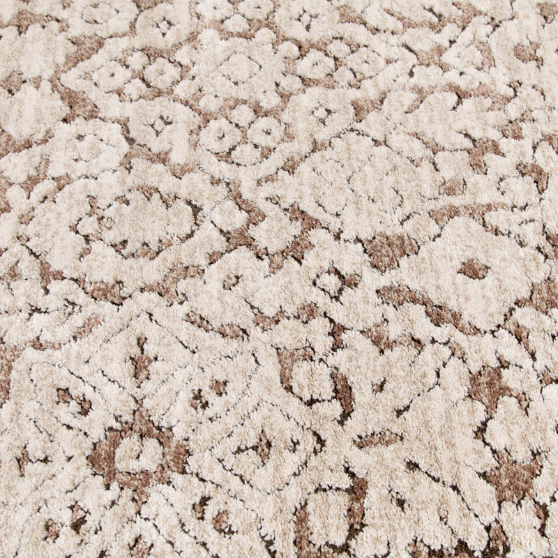 Tapis ivoire / brun en polyester Bungalow Plath Tevin Bungalow, Rectangle 4 pi 11,1 po x 7 pi 6,6 po