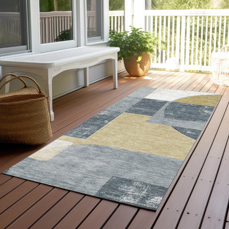 Tapis intérieur / extérieur gris Daeel, 2'3" x 7'6"