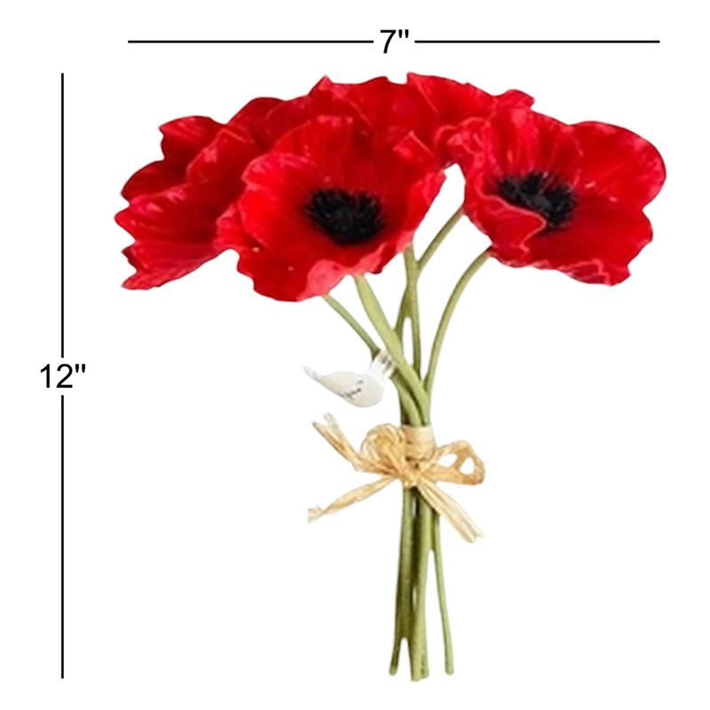 Bouquet de coquelicots rouges Real Touch, Rouge
