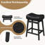 Tabouret de bar rembourré en forme de selle avec cadre en bois massif (ensemble de 3)-2089416884-2089416907