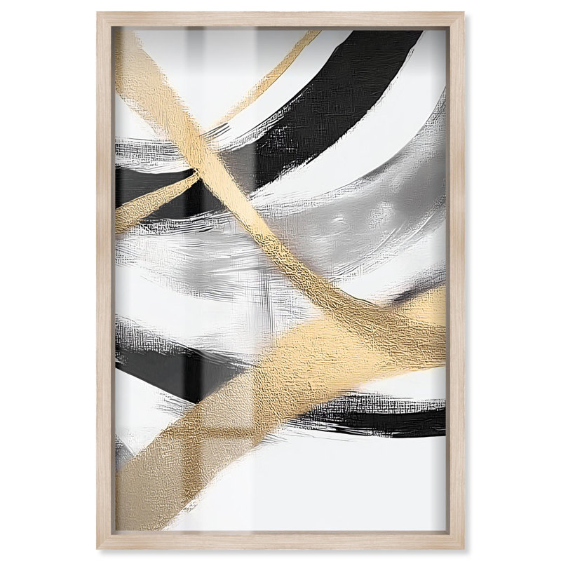 Décoration murale moderne Midas Arc Waves II Shadowbox par Art Remedy, cadre blond, 21 x 31, H 31 po x l 21 po, Cadre blond