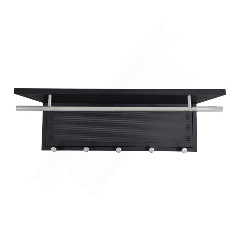 Esyspot Metal Powder Coating Hook Wall Mounted With Shelf, Black