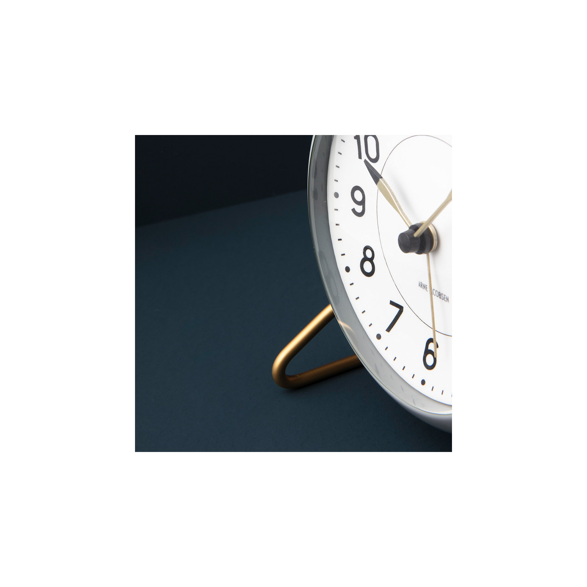Station Analog Electric Alarm Tabletop Clock, White/Gray/Gold