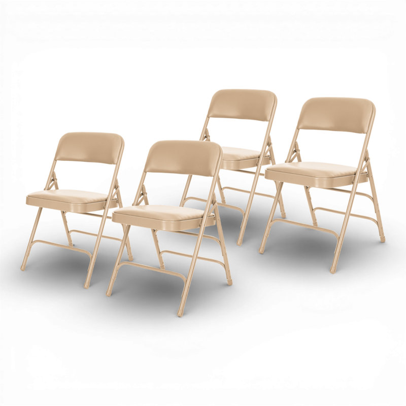 Chaise pliante en vinyle Bernadine, Crème