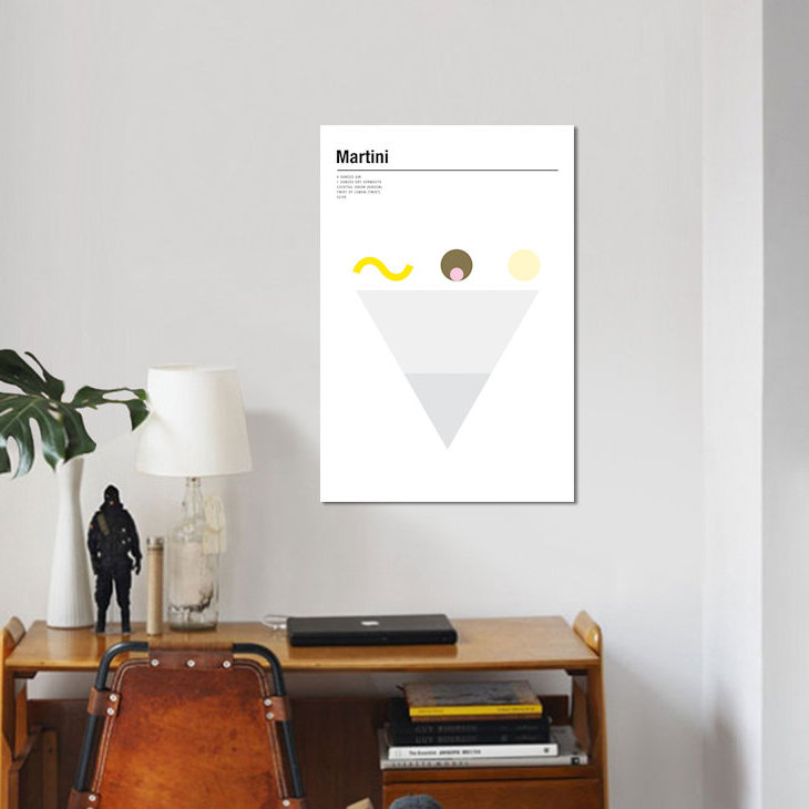 « martini », impression sur toile, H 26 po x l 18 po x P 1,5 po, Pas de tapis, Toile tendue