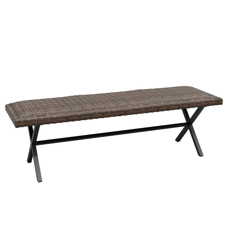 Hand-woven Wicker bench for Outdoor Patio