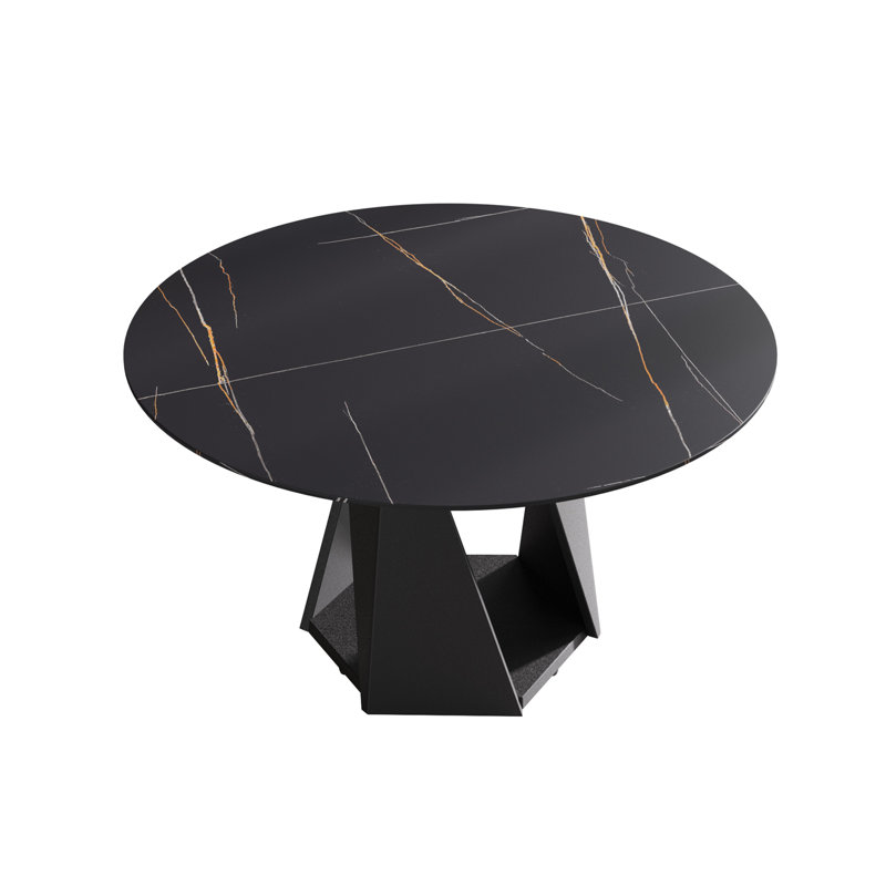 Table de salle à manger 53 po, H 29,5 po x L 53,2 po x l 53,2 po, Noir, Noir