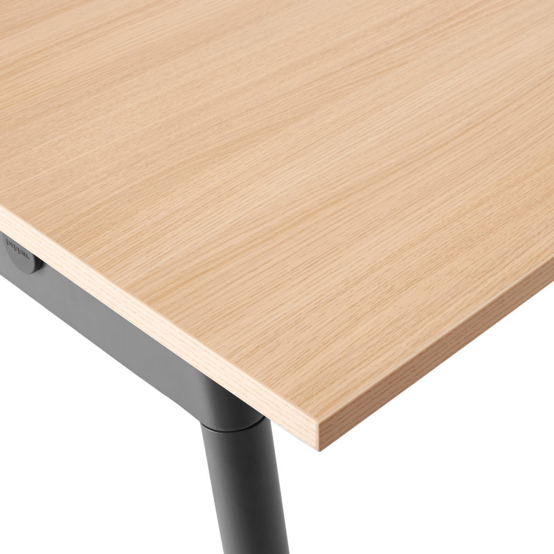 Series A Double Desk, 29" H x 56" W x 47" D, Charcoal/Natural Oak