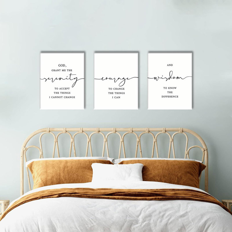3 Piece Christian Scripture Canvas Wall Art Serenity Prayer Jesus Wall Art Bible Decor Verse God Grant Me the Serenity Religious Art Prints for Living Room Bedroom Church 16"x24"