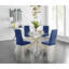 Bernell Modern Chrome Metal & Glass Round Dining Table Set with 4 Quilted Velvet Chairs-88587577-88587579-88587574