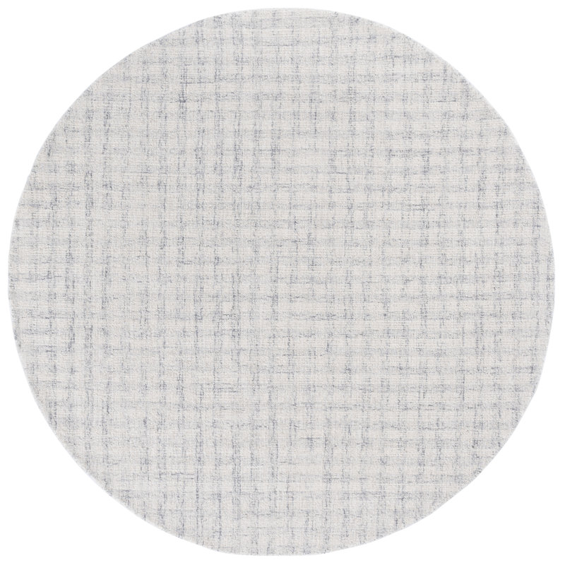 Tapis en laine / coton touffeté à la main ébène gris clair / ivoire, Rond 6 pi