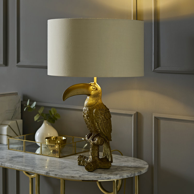 Lamp, Beige and Gold, With Bulb, Yes