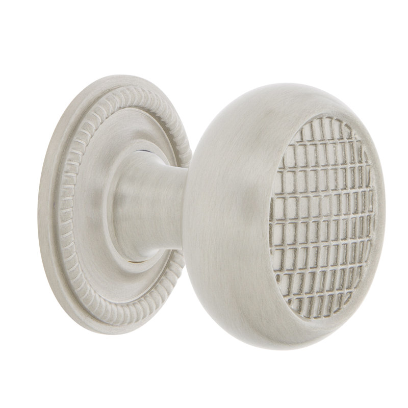 Nostalgic Warehouse Craftsman Brass 1 3/8" Cabinet Knob with Rope Rose, Satin Nickel