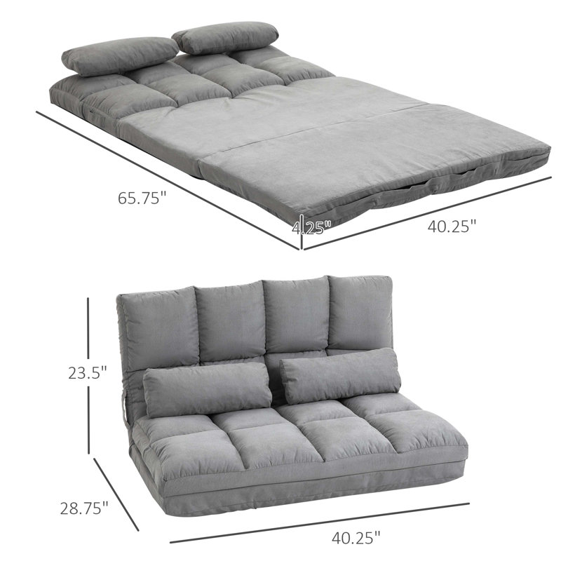 Kinta Full / Double Upholstered Convertible Sofa, 23.5" H x 40.3" W x 28.8" D, Gray Polyester