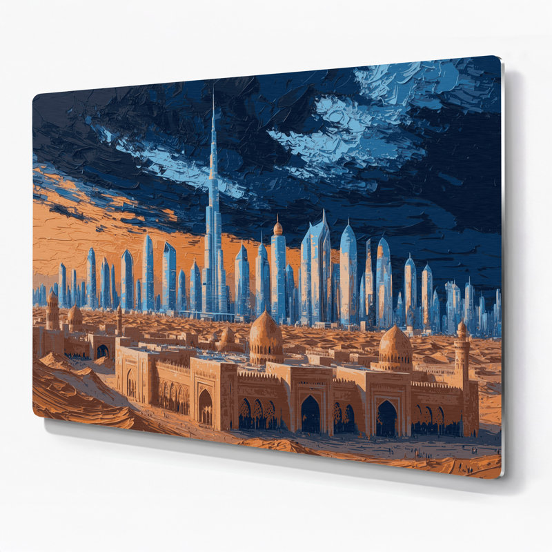 Art mural bleu en métropole villes de l'Arabie saoudienne, H 8 po x l 10 po