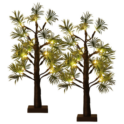 Lighted Artificial Bonsai Tree with 48 Warm White LEDs, Battery & USB Powered, Plantain