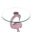 Table de bout décorative flamant rose 25 po Blanche, plateau rond en verre transparent et base en aluminium brillant, table d'appoint fantaisiste pour le salon-1147410745